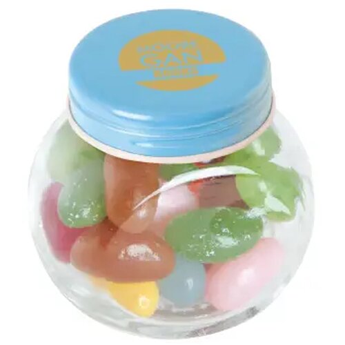 Kleine glazen pot met snoep (40 gram)