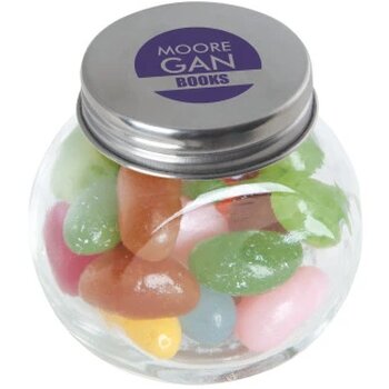 Kleine glazen pot met snoep (40 gram) Zilver