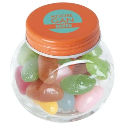 Kleine glazen pot met snoep (40 gram) Oranje