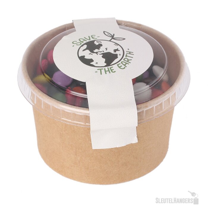 Kraft snoeppotje met deksel (100 gram) Ecru