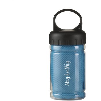 Koelhanddoek in transparante koker Lichtblauw Koelhanddoek in transparante koker Lichtblauw