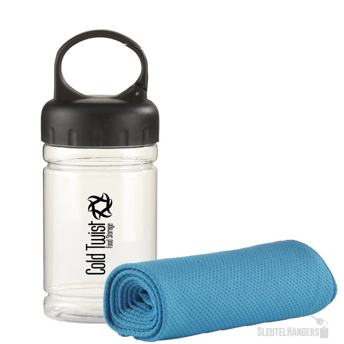 Koelhanddoek in transparante koker Lichtblauw