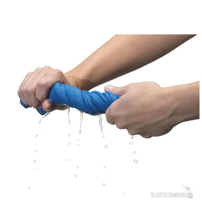 Koelhanddoek in transparante koker Lichtblauw