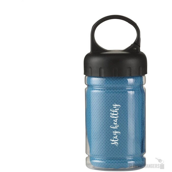 Koelhanddoek in transparante koker Lichtblauw