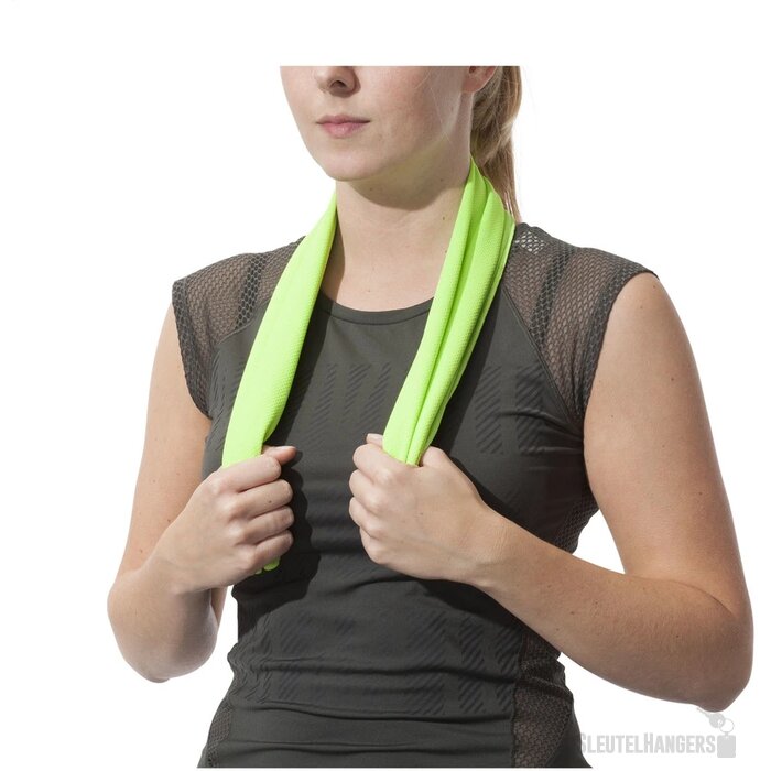Koelhanddoek in transparante koker Limoengroen