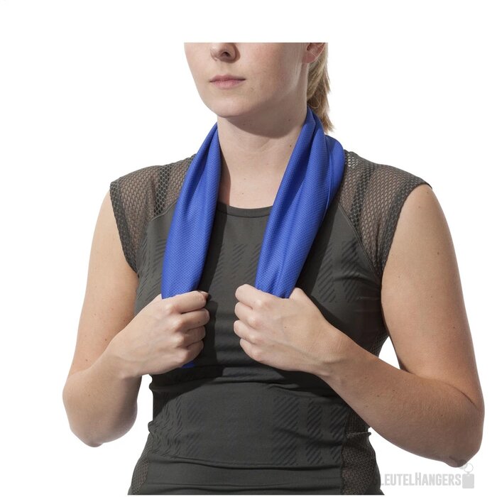 Koelhanddoek in transparante koker Blauw