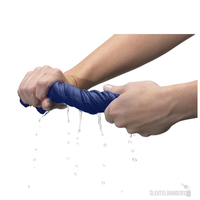 Koelhanddoek in transparante koker Blauw