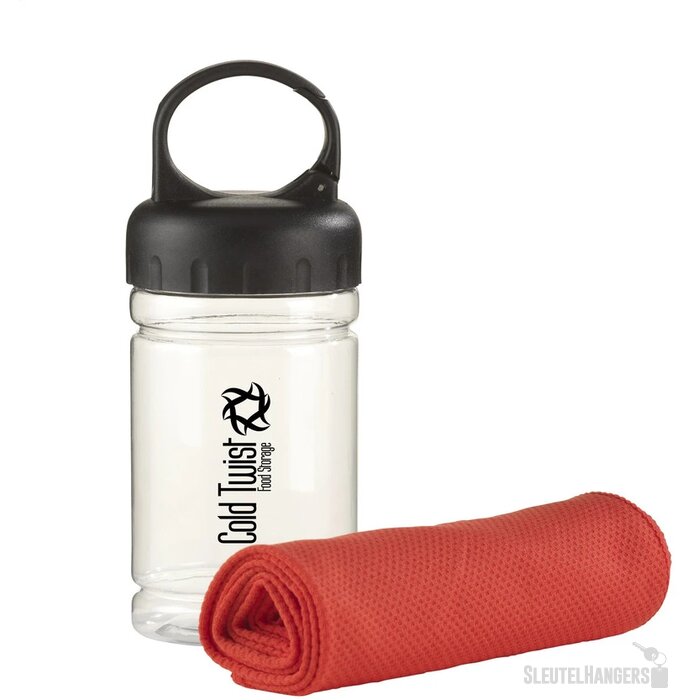 Koelhanddoek in transparante koker Rood
