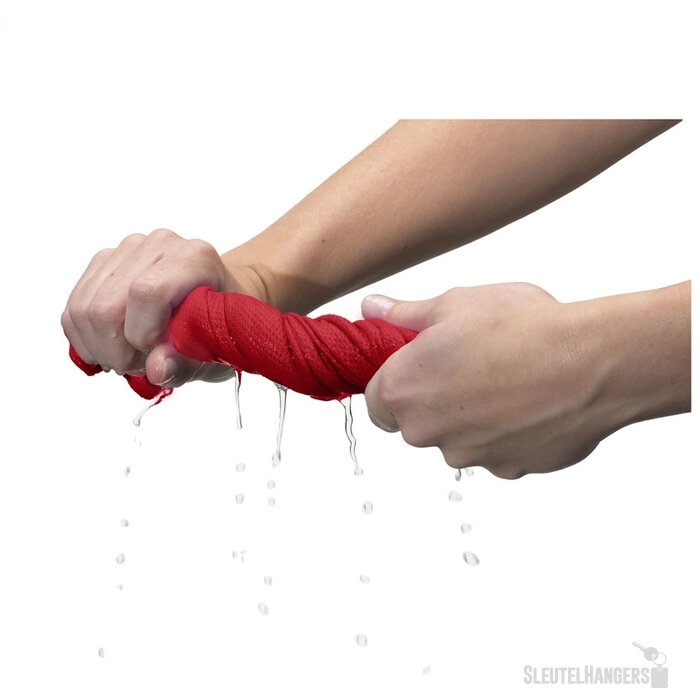 Koelhanddoek in transparante koker Rood