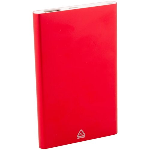 Gerecycled aluminium powerbank (4.000 mAh) Rood