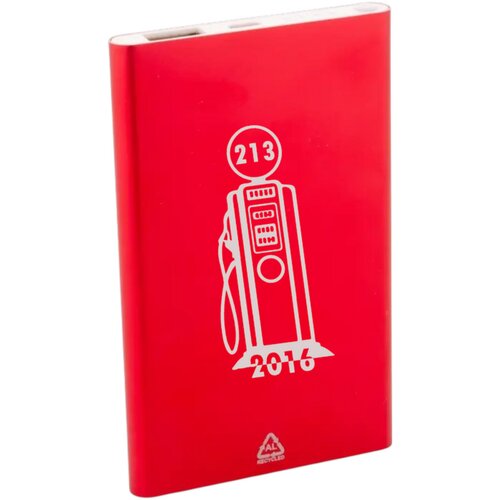 Gerecycled aluminium powerbank (4.000 mAh) Rood