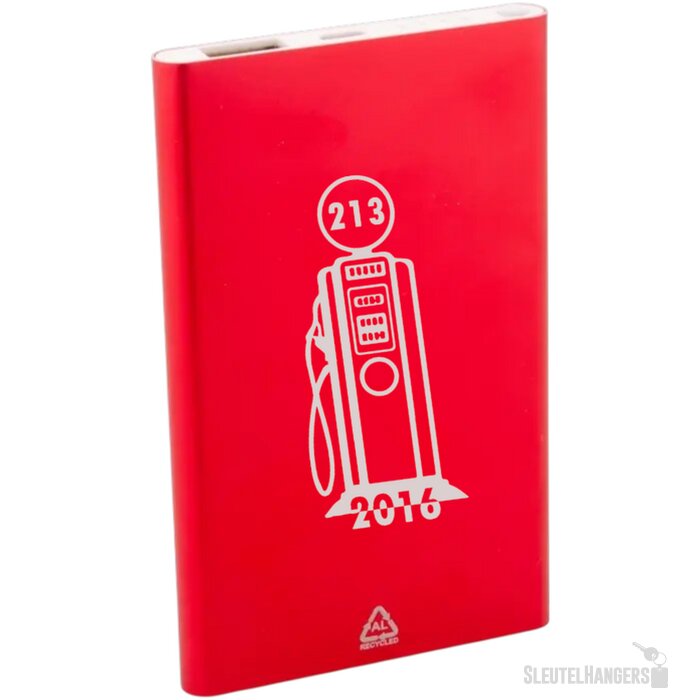 Gerecycled aluminium powerbank (4.000 mAh) Rood