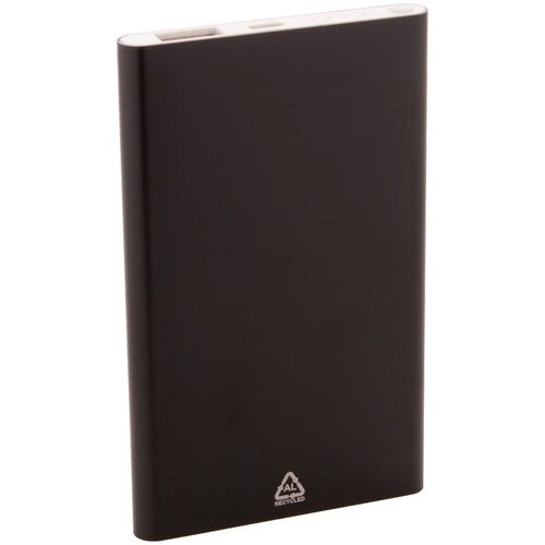Gerecycled aluminium powerbank (4.000 mAh) Zwart