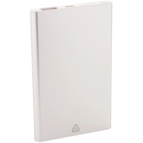 Gerecycled aluminium powerbank (4.000 mAh) Zilver