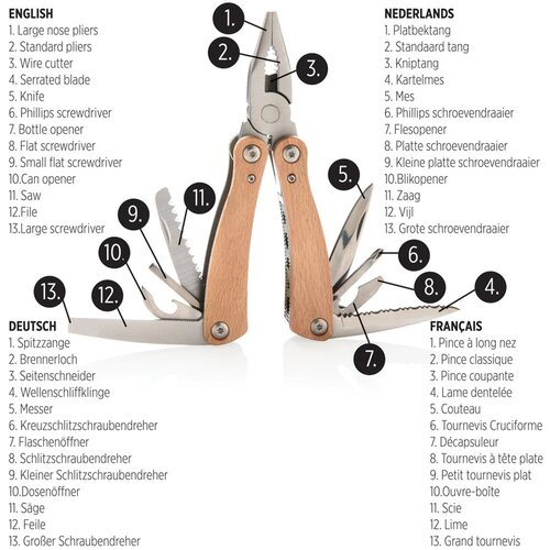 Houten multitool Bruin
