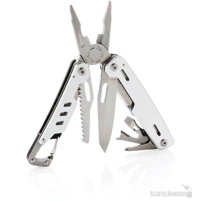 Solid multitool met karabijnhaak zilver