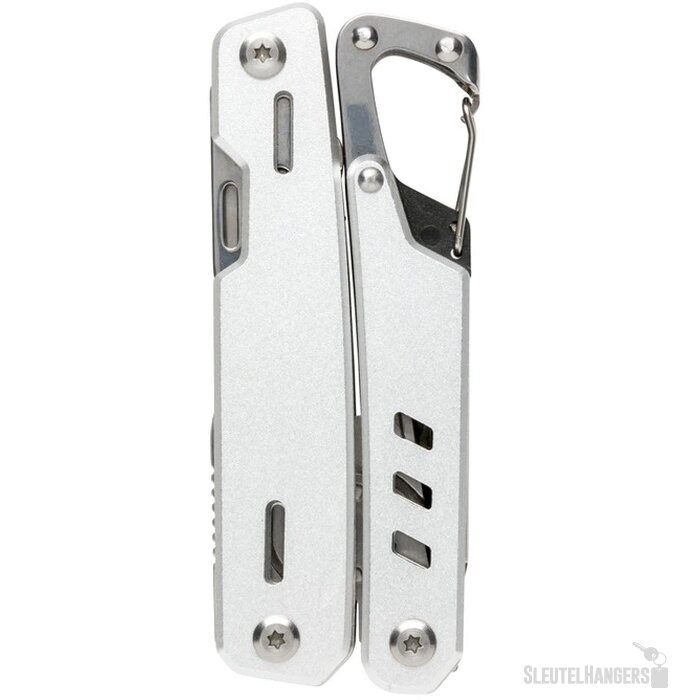 Solid multitool met karabijnhaak zilver