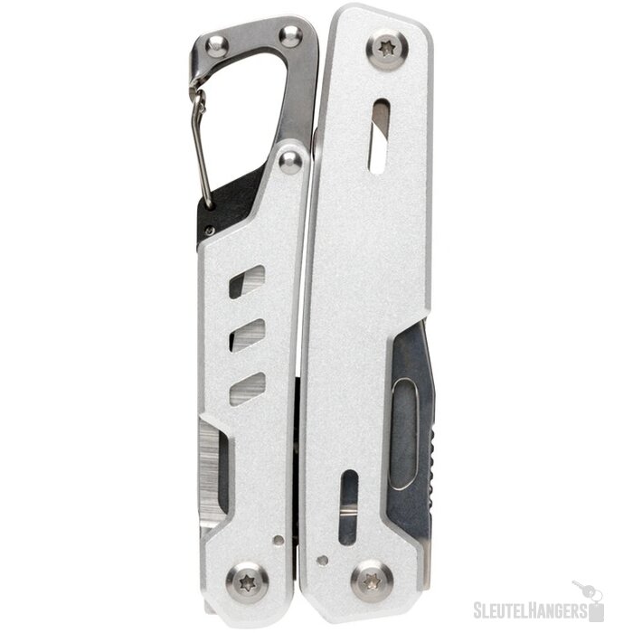 Solid multitool met karabijnhaak zilver