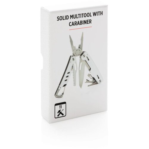 Solid multitool met karabijnhaak zilver