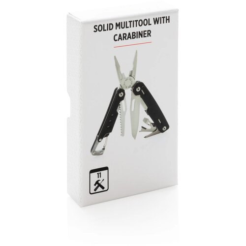 Solid multitool met karabijnhaak zwart