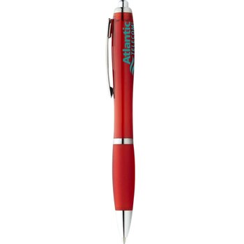 Pen met rubberen grip Rood
