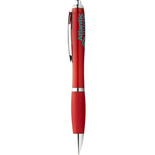 Pen met rubberen grip Rood