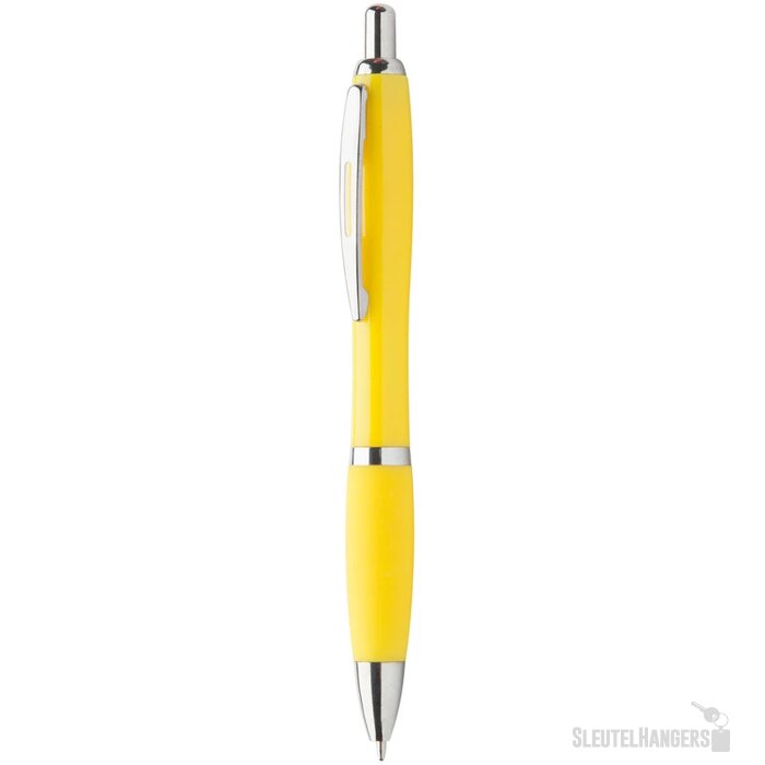 Pen met rubberen grip Geel