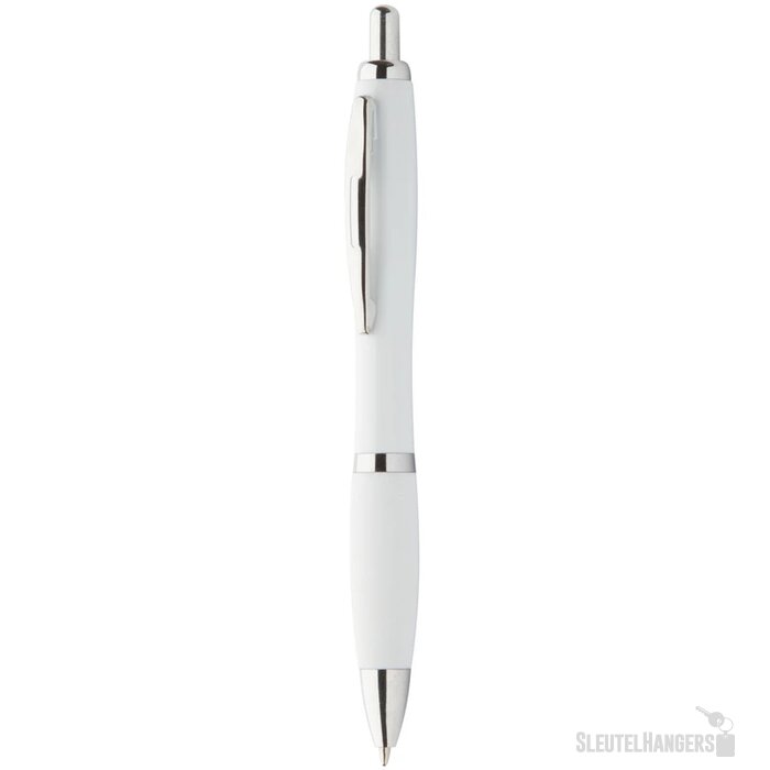 Pen met rubberen grip Wit