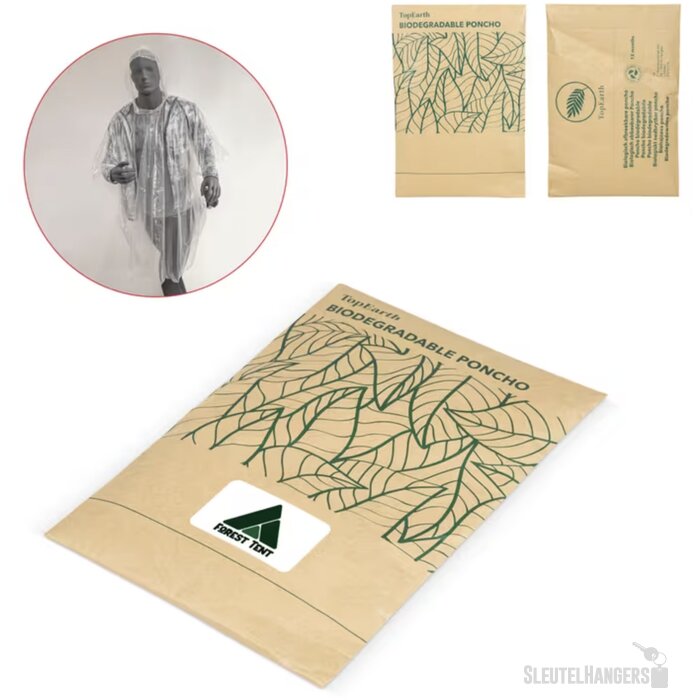 Biologisch afbreekbare regenponcho natuur