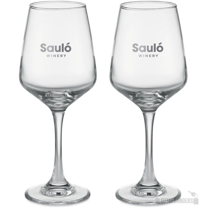 Set van 2 wijnglazen Cheers transparant 400 ml