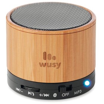 Ronde speaker met bamboe Zwart
