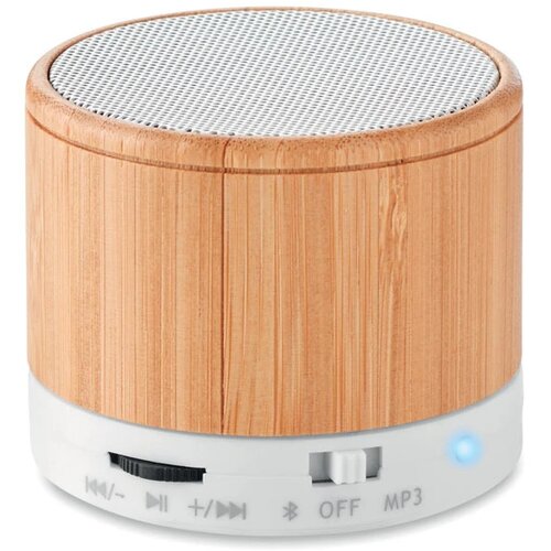 Ronde speaker met bamboe Wit