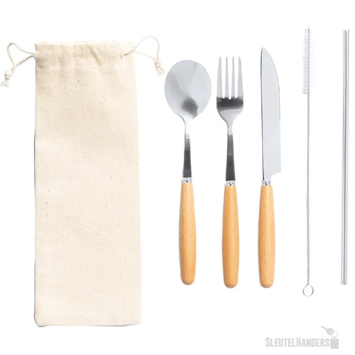 Rvs Bestekset Met Houten Handvat Naturel