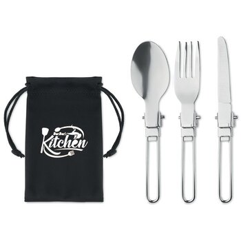 3-delig kampeerbestek set Stapi set zwart