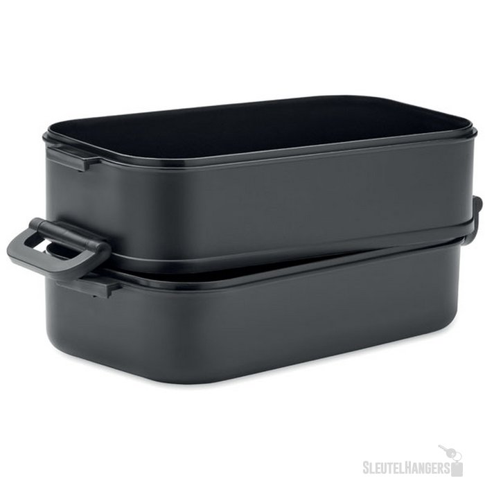 Duurzame lunchbox met 2 vakken Zwart