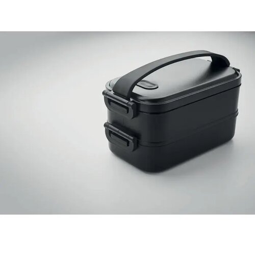 Duurzame lunchbox met 2 vakken Zwart