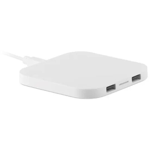 USB hub met draadloze lader Wit