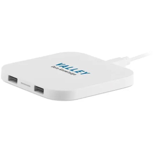 USB hub met draadloze lader Wit