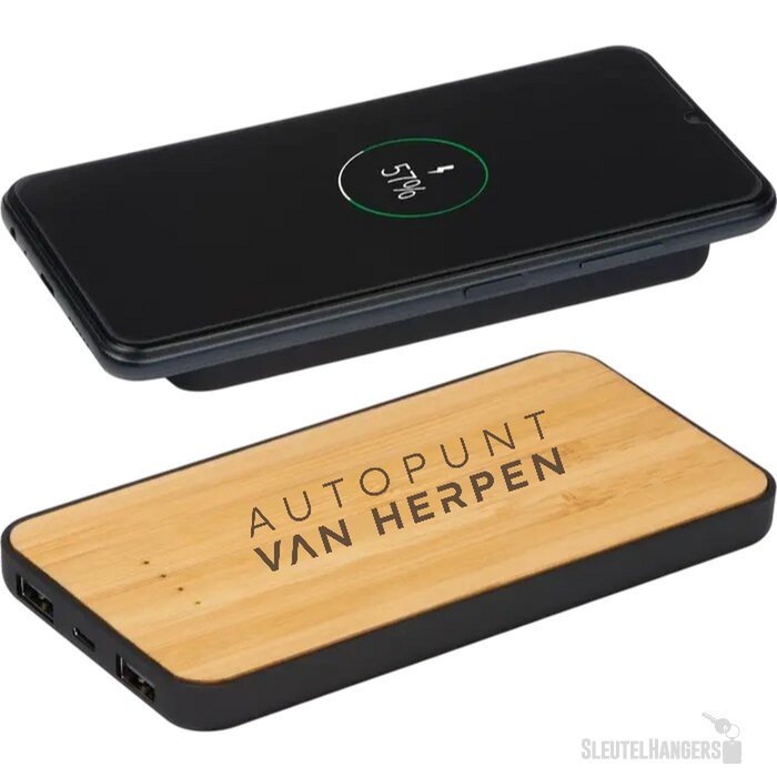 Powerbank en draadloze oplader (8000 mAh) Beige