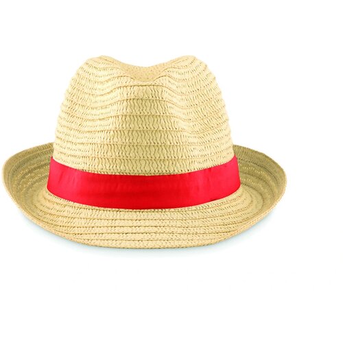 Naturel strohoedje Rood