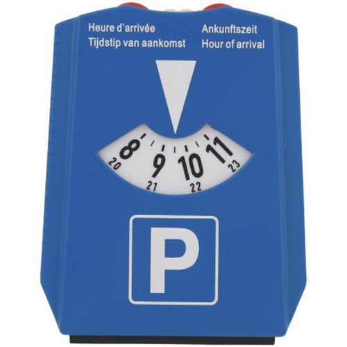 Multifunctionele parkeerschijf met ijskrabber en winkelwagenmuntjes Blauw