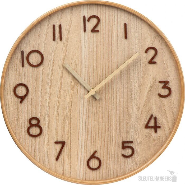 Klok van hout - Analoog beige