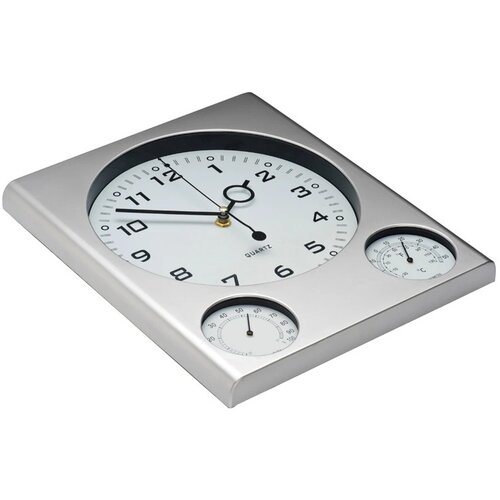 Wandklok met thermometer en hygrometer Merzig grijs silvergrey