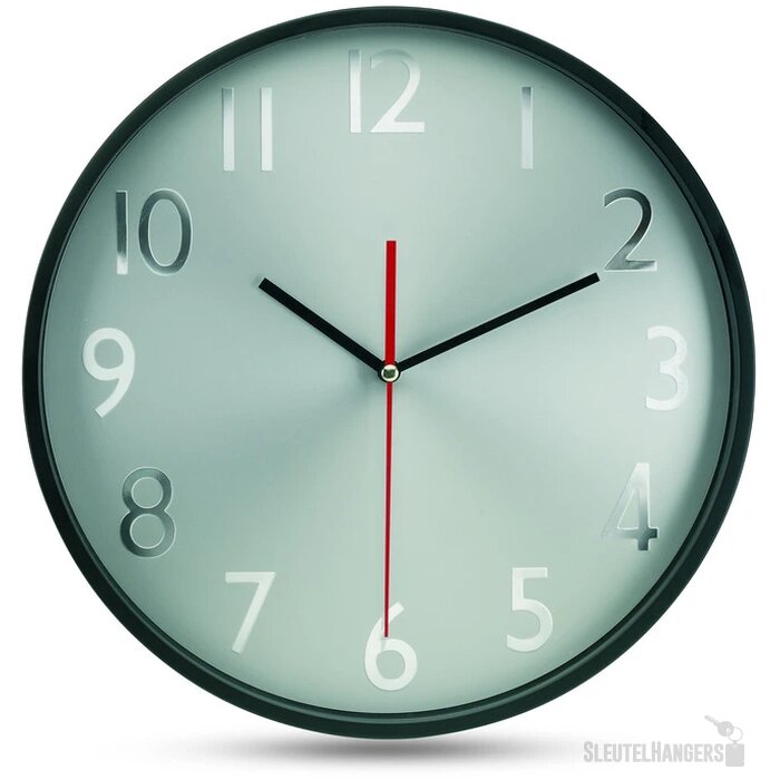 Wandklok, zilveren achtergrond Rondo zwart