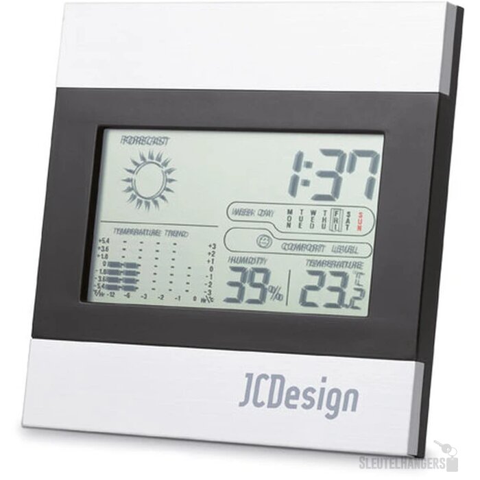 Weerstation en klok Ripper mat zilver