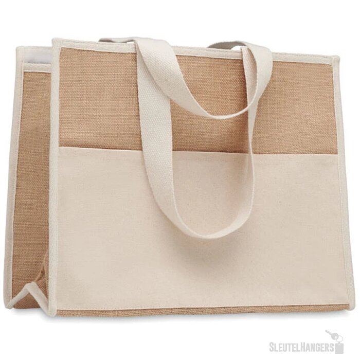Koeltas van canvas en jute Campo de geli beige