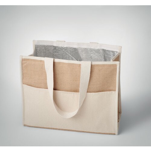 Koeltas van canvas en jute Campo de geli beige