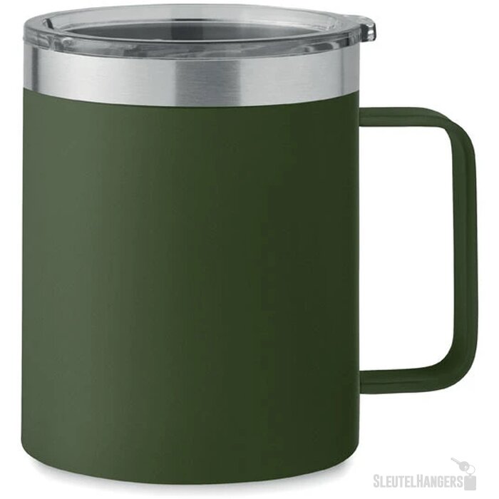 Dubbelwandige beker met drinkdeksel (300 ml) Groen