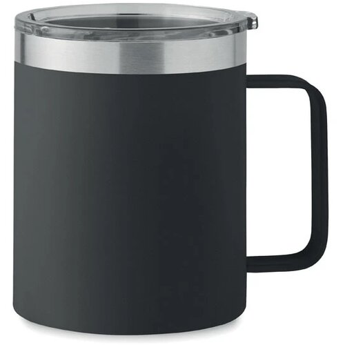 Dubbelwandige beker met drinkdeksel (300 ml) Zwart
