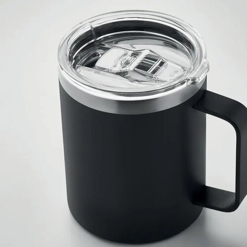 Dubbelwandige beker met drinkdeksel (300 ml) Zwart 300 ml